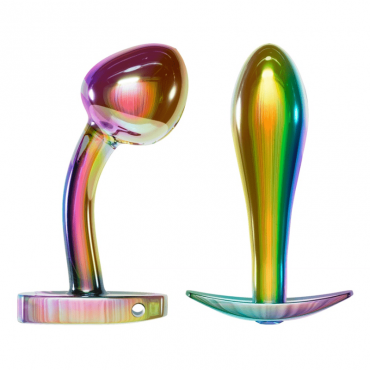 Set di butt plug in metallo con colori arcobaleno.